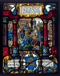 Gemeindescheibe Oberwil mit Beschneidung Isaaks