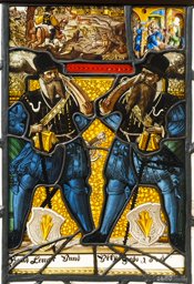 Figurenscheibe Hans Lehmann (Lemer) und Uli (Ulrich) Zedo (Gedo)