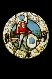 Runde Stadtscheibe Lenzburg mit Bannerträger