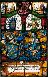 Wappenscheibe mit Inschrift Christian Gaydamour 1632