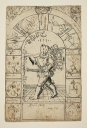 Riss für Wappenscheibe der Berner Läufer mit Bär