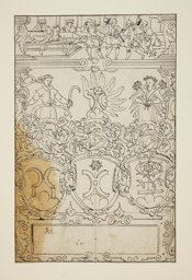 Riss für Wappenscheibe Harder, Huser und Fellenberg