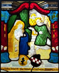 Bildscheibe Sophia vom Grüth, Äbtissin Zisterzienserinnenkloster Tänikon, mit Verkündigung an Maria