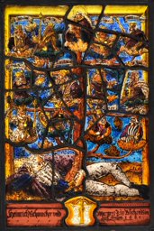 Bildscheibe Heinrich Schmocker und Margaretha Zurbuchen mit Wurzel Jesse