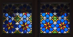 Replica of a stucco and glass window with star ornamentation