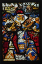 Vitrail aux armes de Moritz Sterckli (?) et Daniel Zollikofer