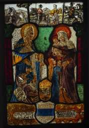 Vitrail communal de Baar aux armes de Zoug avec saint Martin et sainte Anne